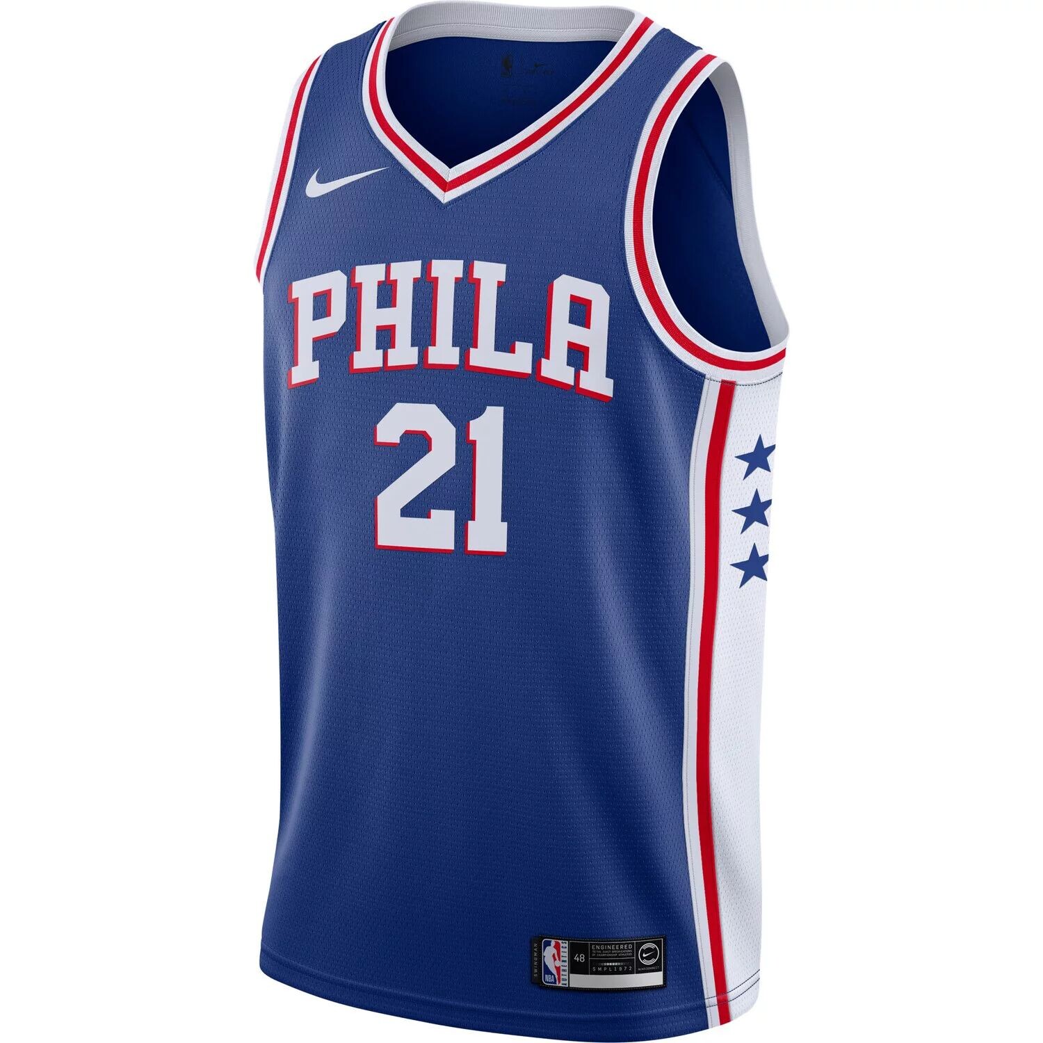 Мужская майка Nike Joel Embiid Royal Philadelphia 76ers 2019/2020 Swingman — Icon Edition — фото 2