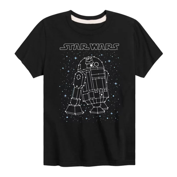

Футболка для мальчиков 8-20 лет с принтом R2-D2 и созвездиями Star Wars, черный