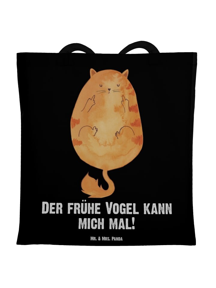 

Сумка Mr. & Mrs. Panda Tragetasche Katze Frühaufsteher mit Spruch, черный