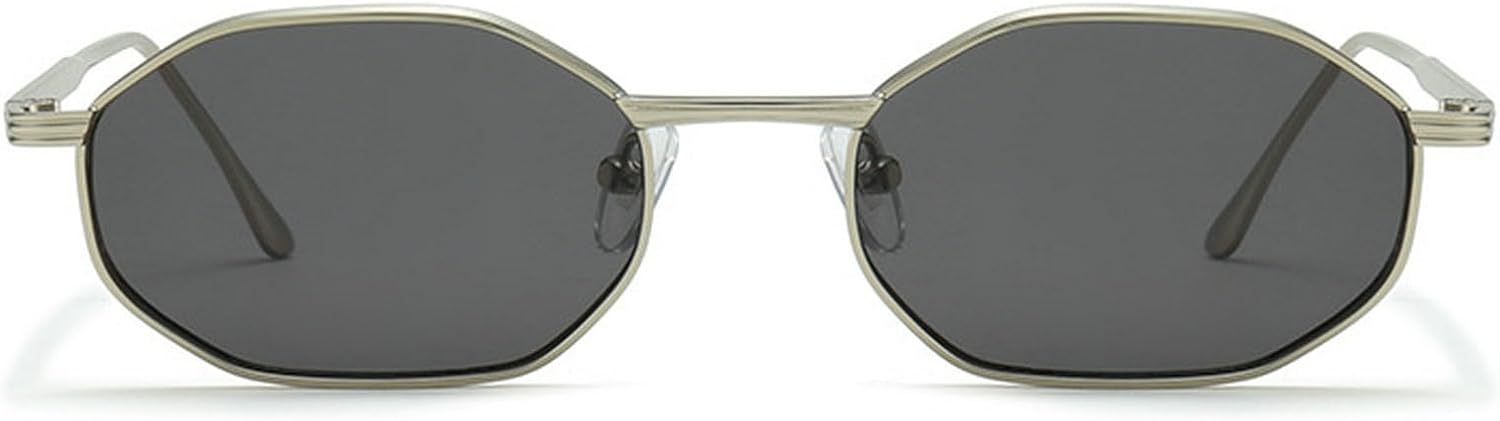 

Узкие многоугольные солнцезащитные очки для мужчин, модные прямоугольные солнцезащитные очки для женщин, маленькая металлическая квадратная оправа, солнцезащитные очки UV400 mincl, Silver Black