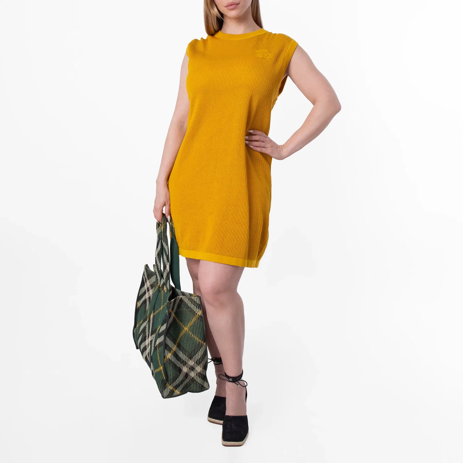 Платье Burberry Ekd из вышитой хлопковой сетки, размер Large, Sunflower