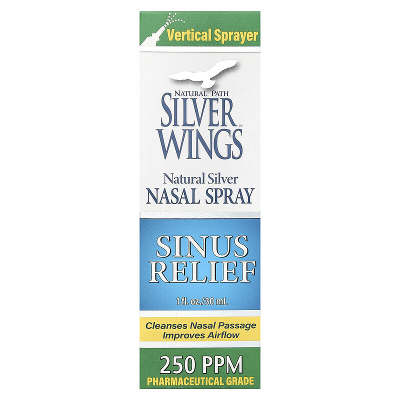 

Natural Path Silver Wings, Natural Silver, спрей для носа, облегчение пазух, 250 част. / Млн, 30 мл (1 жидк. унц.)