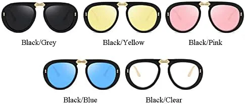 

Женские солнцезащитные очки со складной оправой, украшенные стразами, модные очки для женщин и мужчин, с защитой от УФ-излучения UV400 MTZJH, Black-clear