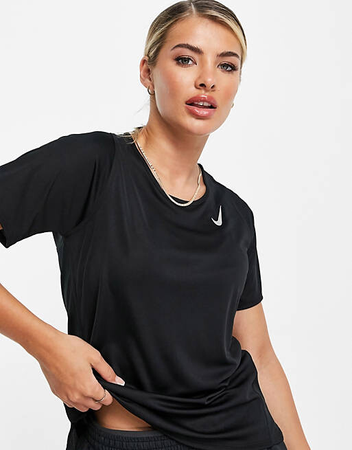 

Черная футболка для соревнований Nike Running Dry Fit, Черный, Черная футболка для соревнований Nike Running Dry Fit