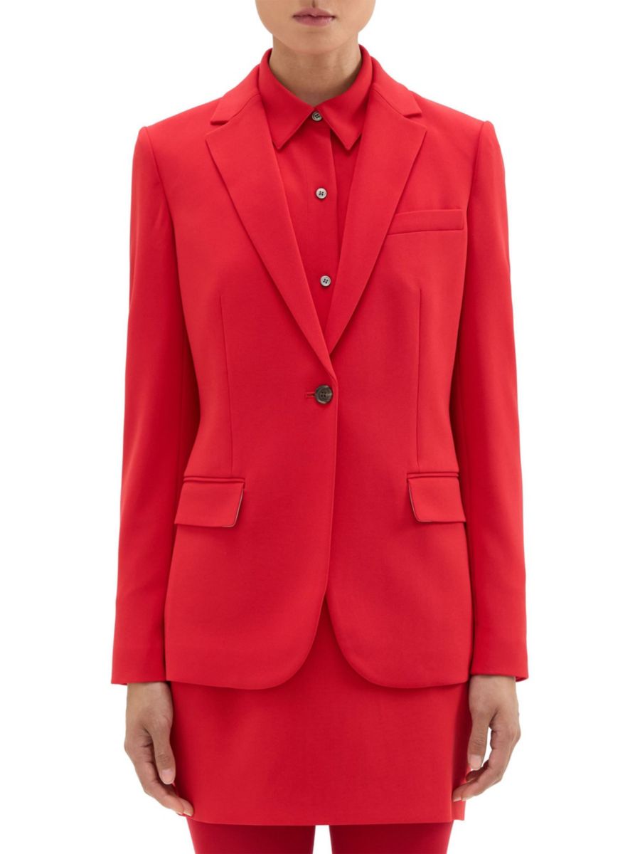 

Блейзер классического кроя из штапельного материала Theory, цвет Geranium