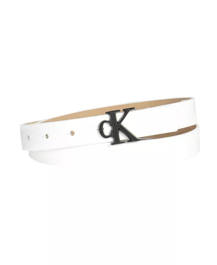 

Женский узкий ремень с пряжкой CK Monogram Calvin Klein, белый