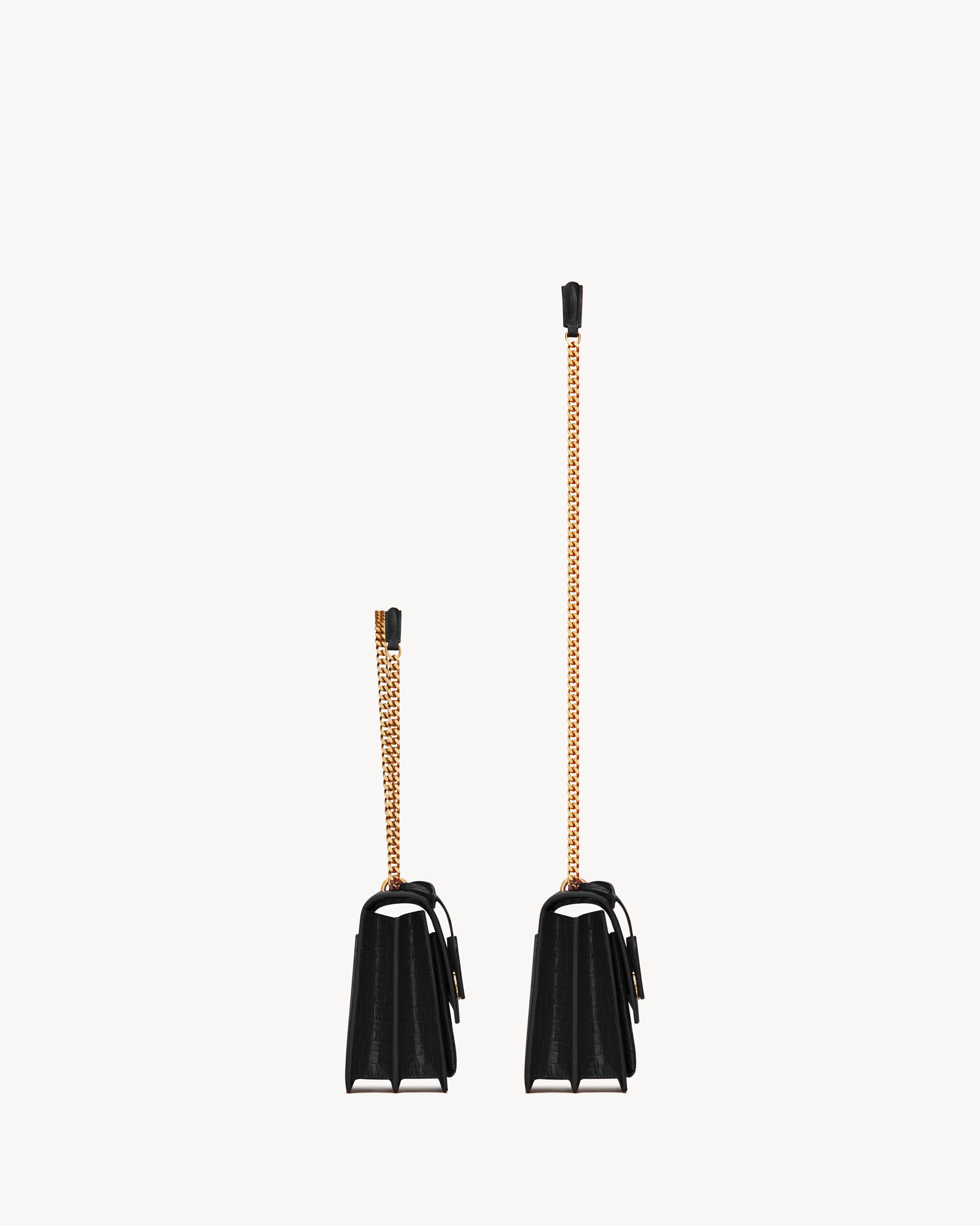 Сумка Sunset Medium из кожи с тиснением под крокодила Saint Laurent, черный — фото 3