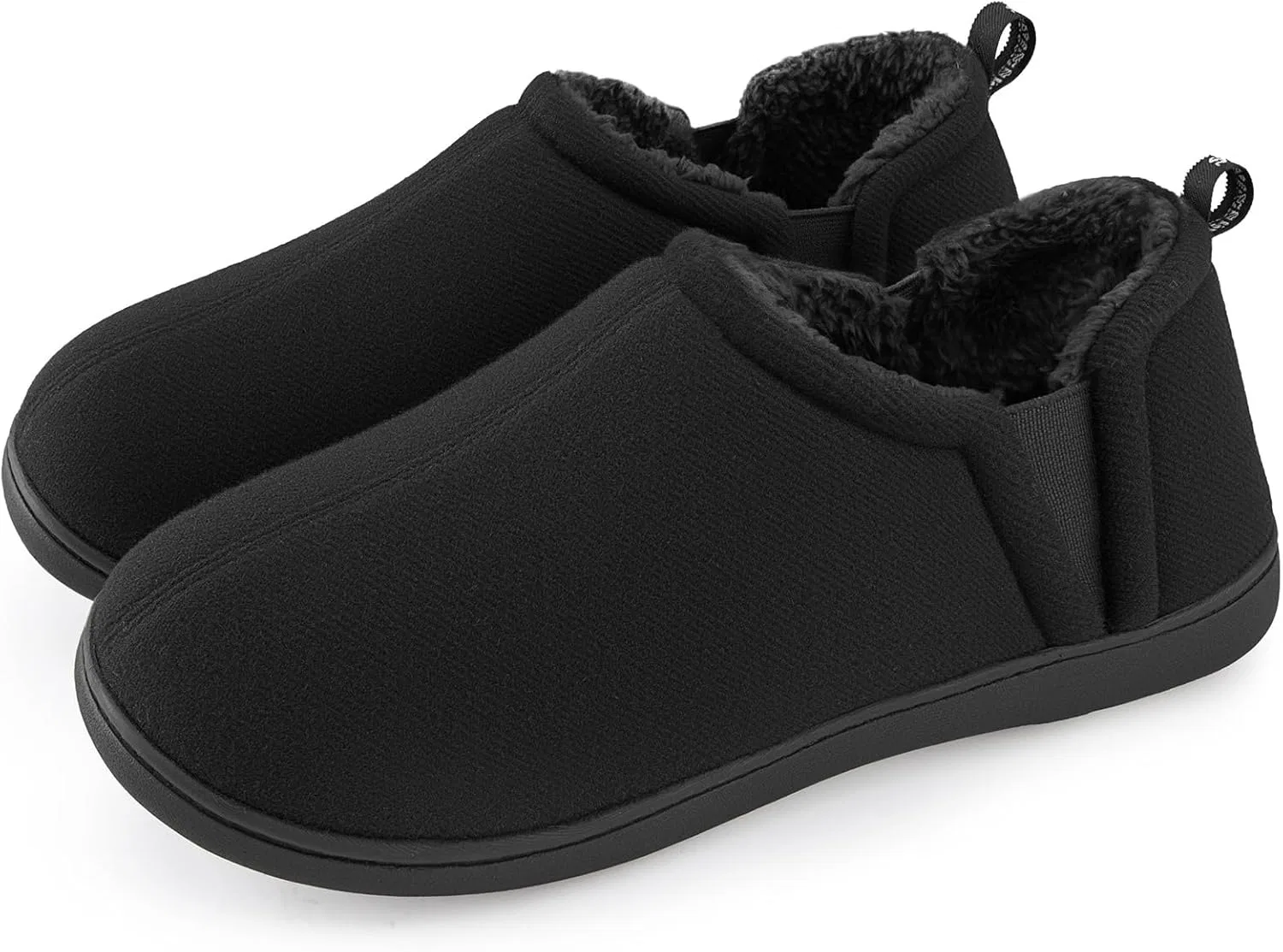 Тапочки из искусственной шерсти с эластичными вставками, Dark Black Snug Leaves