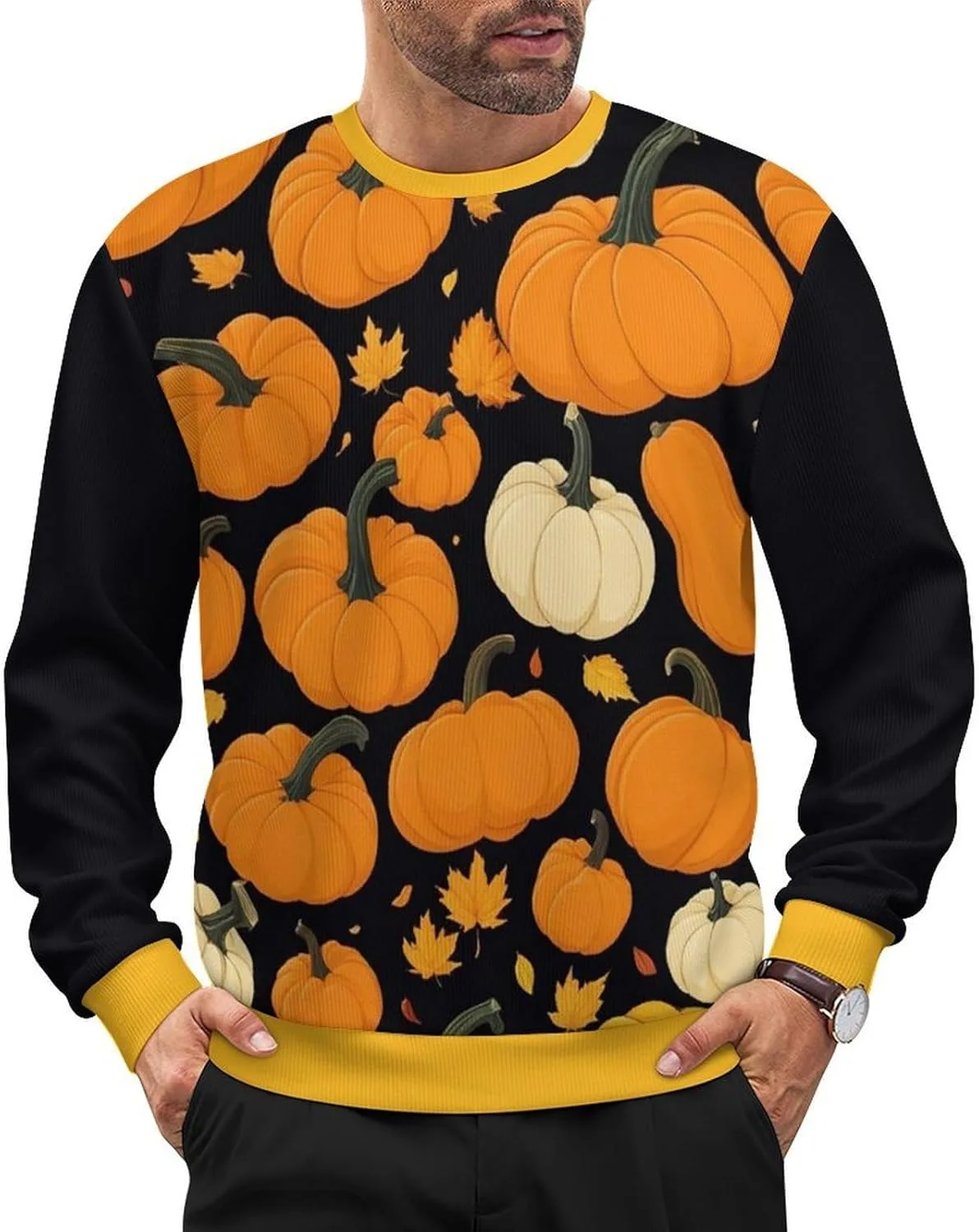 

Мужской свитер с животным принтом, свободный, с длинными рукавами и круглым вырезом HLSDFRES