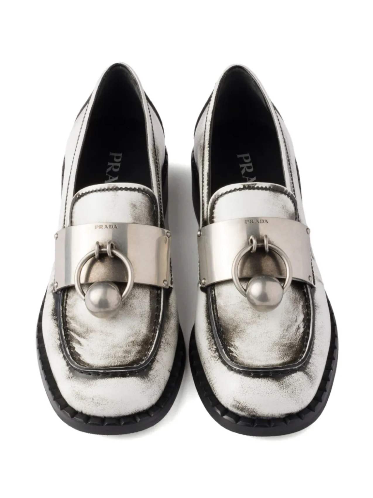 Prada кожаные лоферы, белый — фото 4