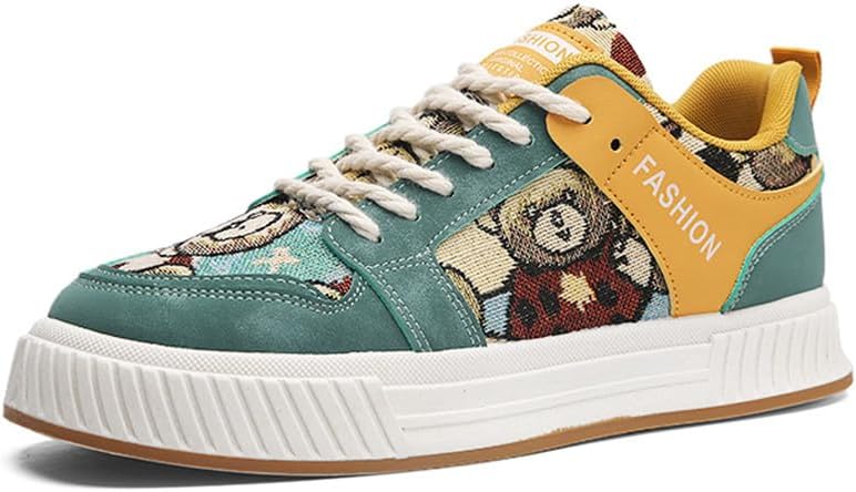 

Мужские кожаные повседневные кроссовки NCNDB в ретро-стиле с комбинированным дизайном из ткани и кожи для скейтборда, желтый