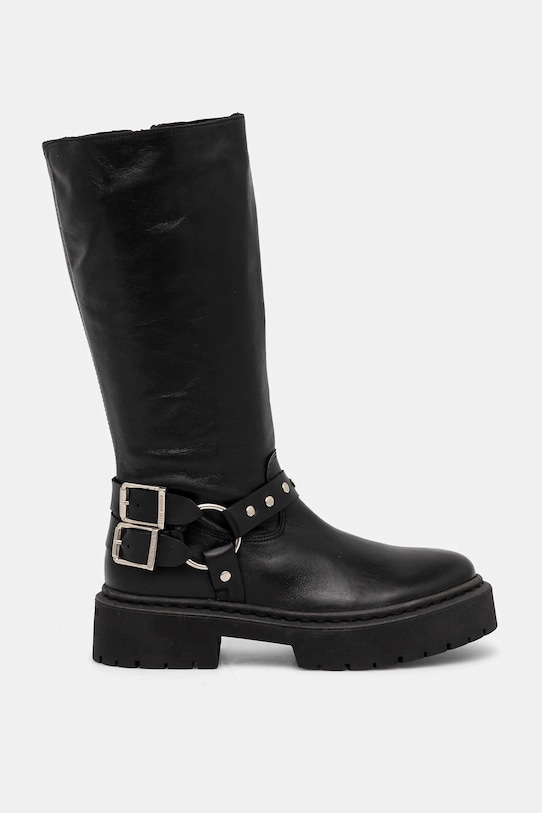 Женские сапоги Steve Madden Gayet кожаные в байкерском стиле, черный — фото 2