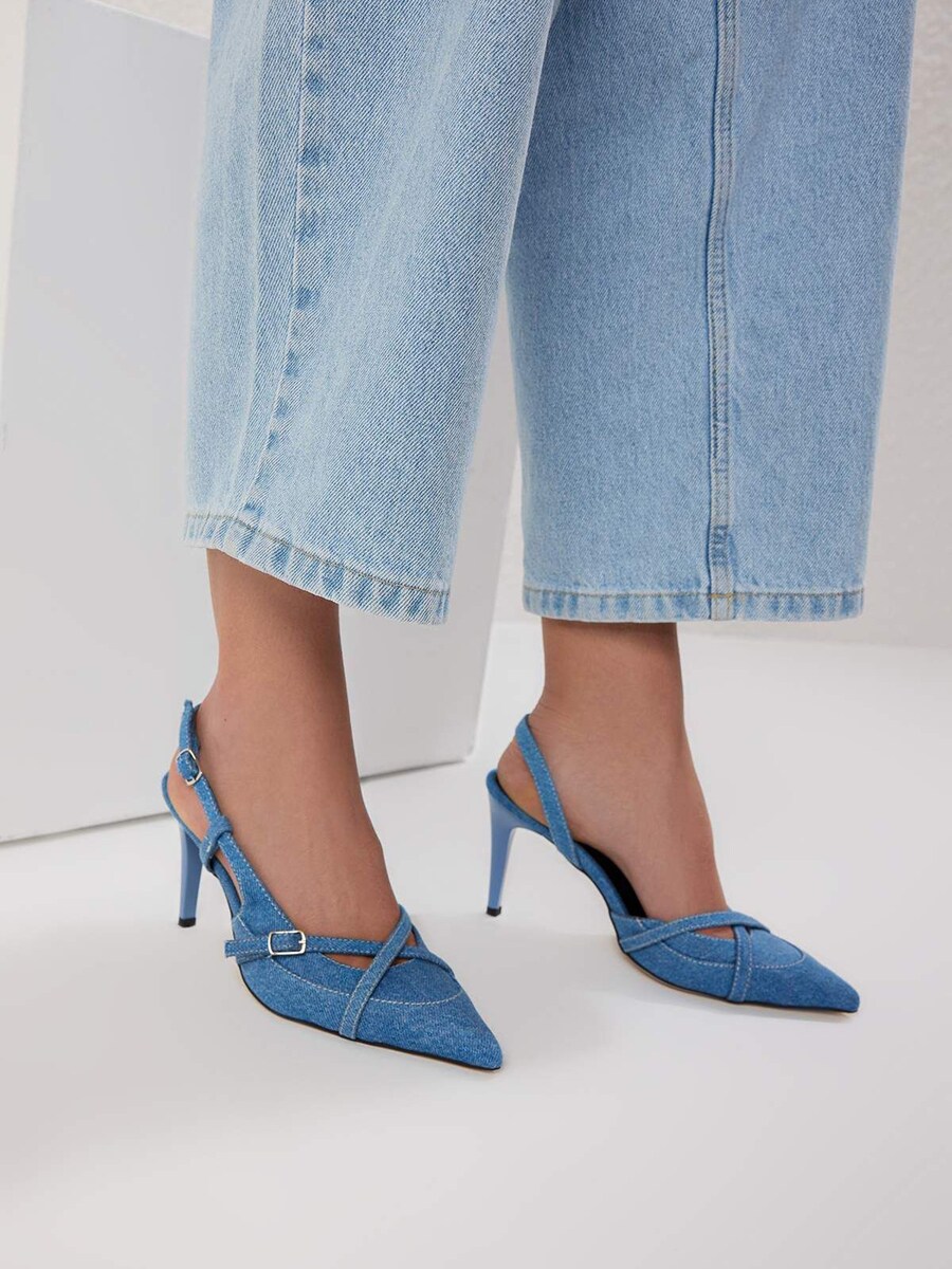 Туфли-лодочки с открытой пяткой Trendyol, Blue denim — фото 2