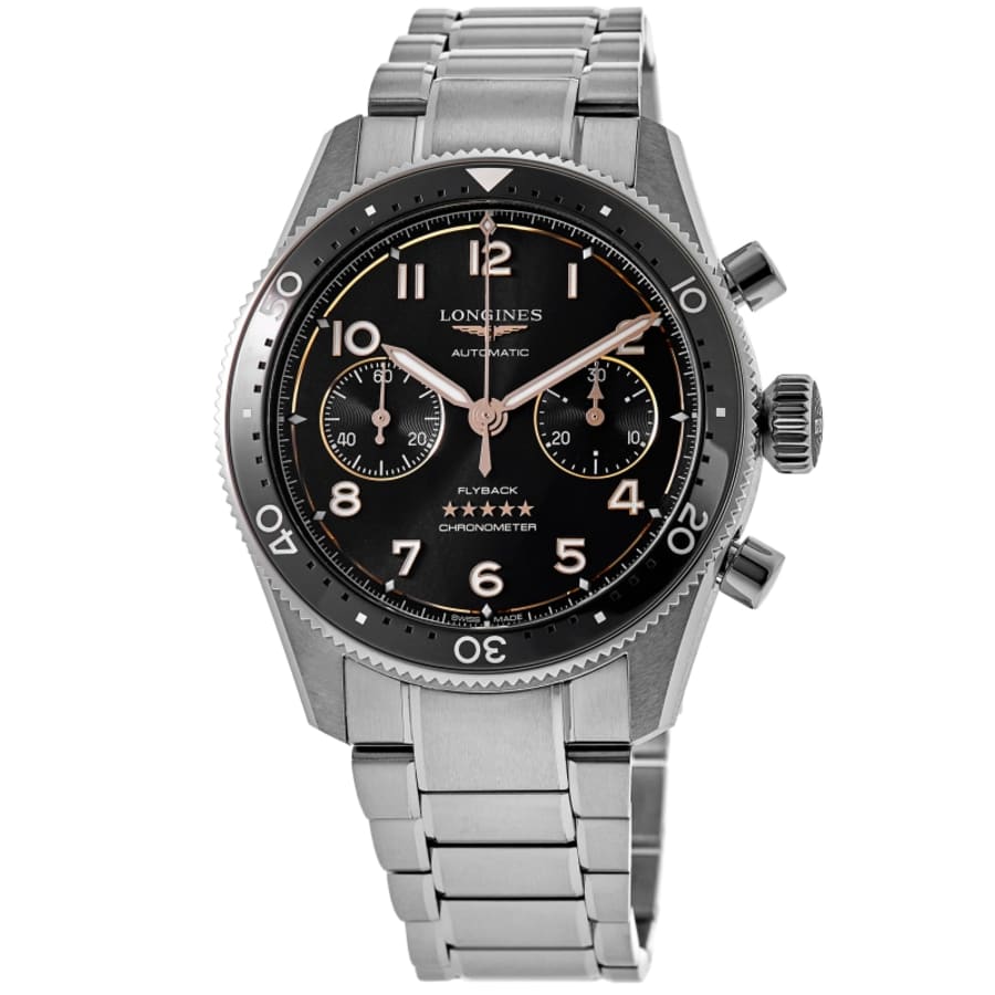

Мужские часы Longines Spirit Flyback с черным циферблатом из стали L3.821.4.53.6