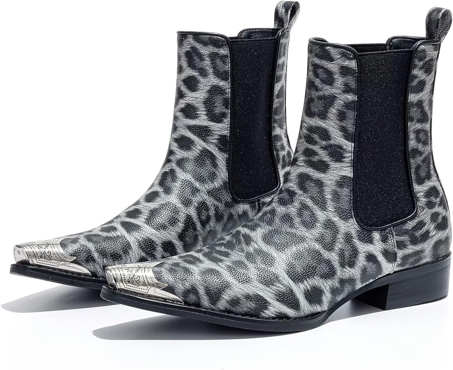 

Мужские ботинки челси с цветочным жаккардовым узором и серебристым носком, без шнурков, идеально подходят для сцены, вечеринок, модных показов, повседневной носки и создания стильного образа Potence Star