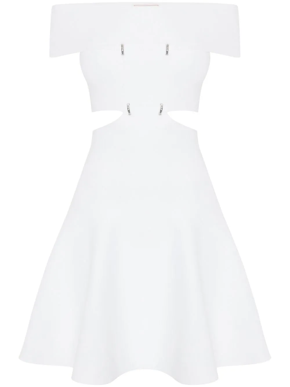 

Расклешенное платье миди с открытыми плечами Alexander McQueen, белый