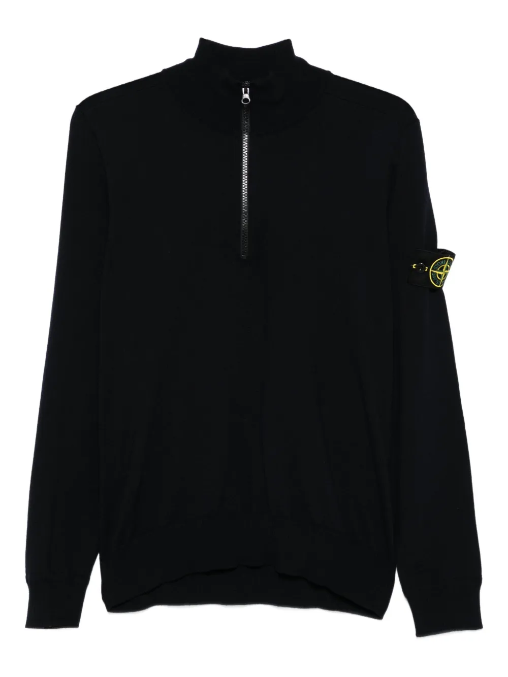 

Свитер с воротником на молнии и логотипом Stone Island, синий