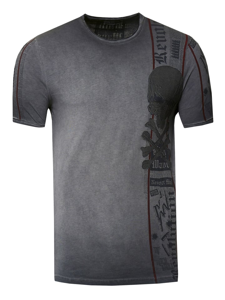 

Футболка байкера с принтом спереди и сзади в темно-сером цвете Rusty Neal