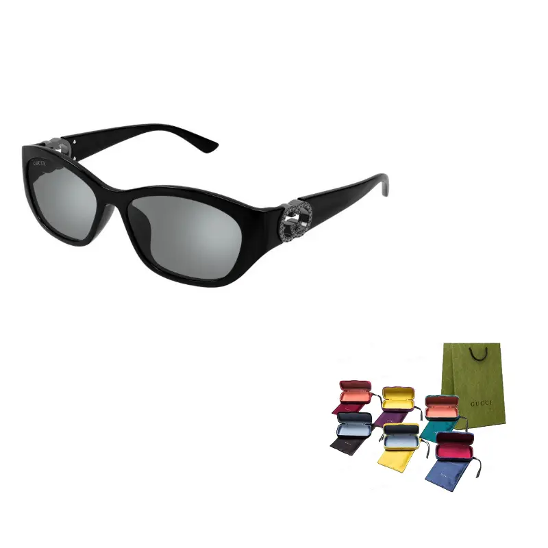 

GUCCI Солнечные очки овальной формы с логотипом GG, Black