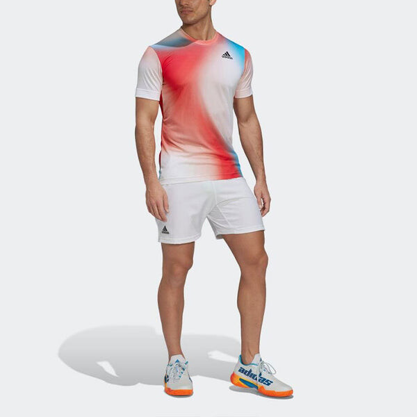 Футболка men's contrasting colors gradient logo printing round neck short sleeve multicolor t-shirt Adidas, мультиколор — фото 2