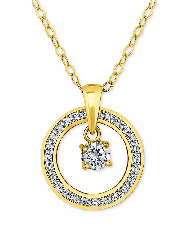 

Ожерелье с подвеской-ореолом из кубического циркония, 16 дюймов + 2 дюйма, эксклюзивно в Macy's Giani Bernini, gold