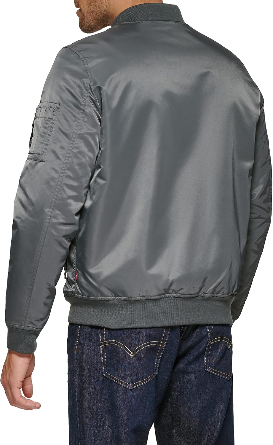 Легкая мужская куртка-бомбер Levi's MA-1 Flight на молнии, Grey Ma-1 Filled — фото 4