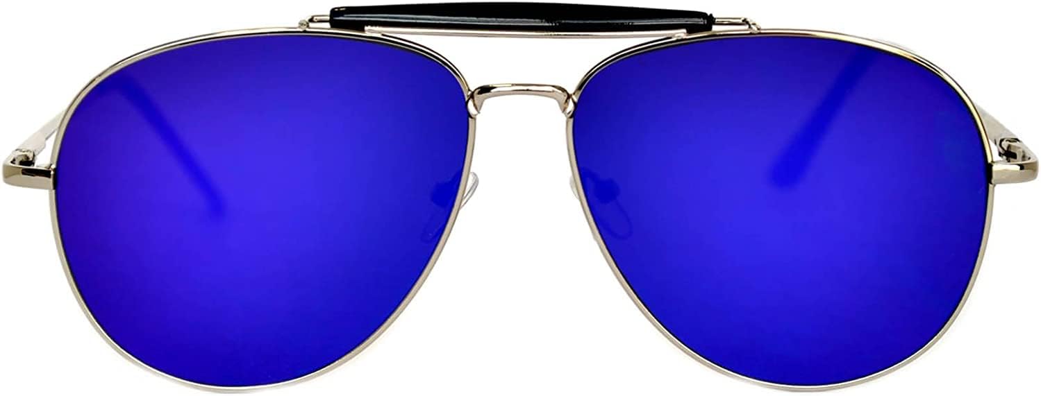 

Солнцезащитные очки-авиаторы OWL с перемычкой над бровями, женские, с защитой от УФ-излучения, плоскими зеркальными линзами, модные солнцезащитные очки в металлической оправе, Silver Purple Mirror