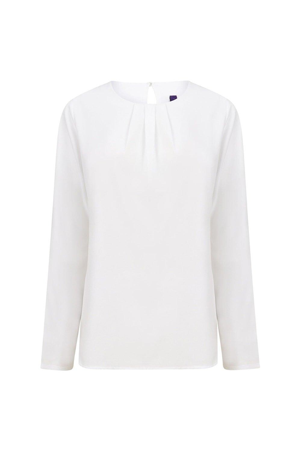 

Блузка со складками и длинными рукавами спереди Henbury, белый