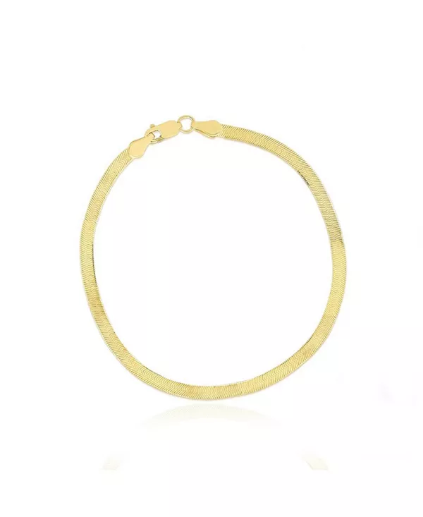 

Мини-Браслет в ёлочку, 14-каратное жёлтое золото, 3 миллиметра, 10 дюймов The Lovery, gold