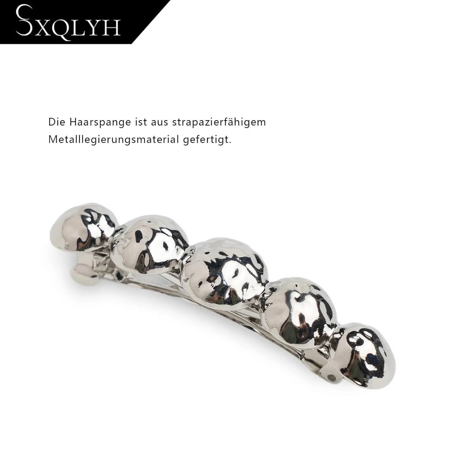 Набор из 2 металлических французских заколок для волос Sxqlyh, Silver Ball — фото 4