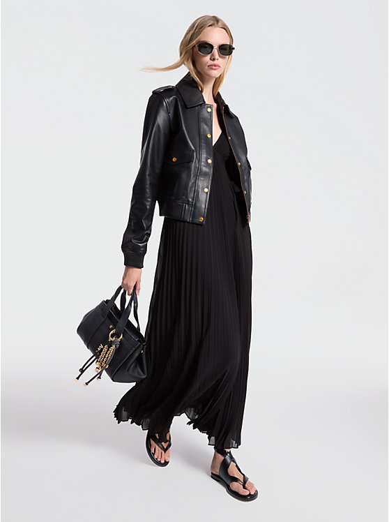 

Кожаная куртка-блузон Michael Kors, черный