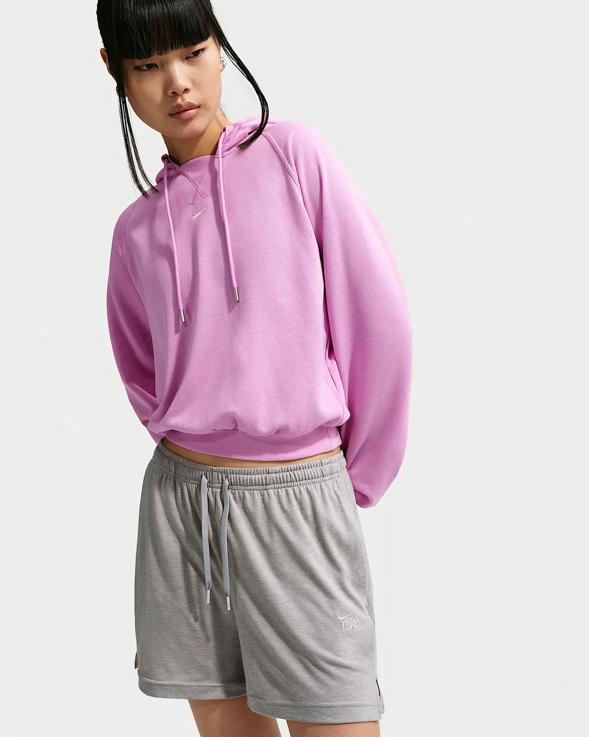 Женские шорты Nike Sportswear Chill Knit с высокой посадкой, Dark Grey Heather/Chalk — фото 4