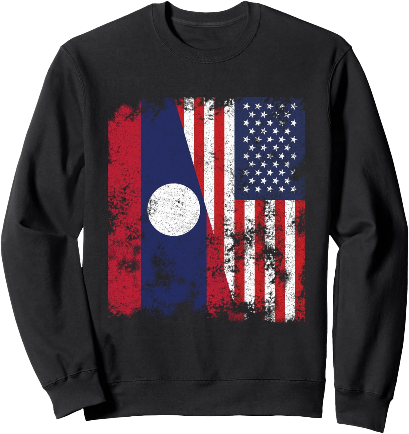 

Старинный лаосско-американский флаг - толстовка с изображением половины американского флага Laos Flag Nation, черный