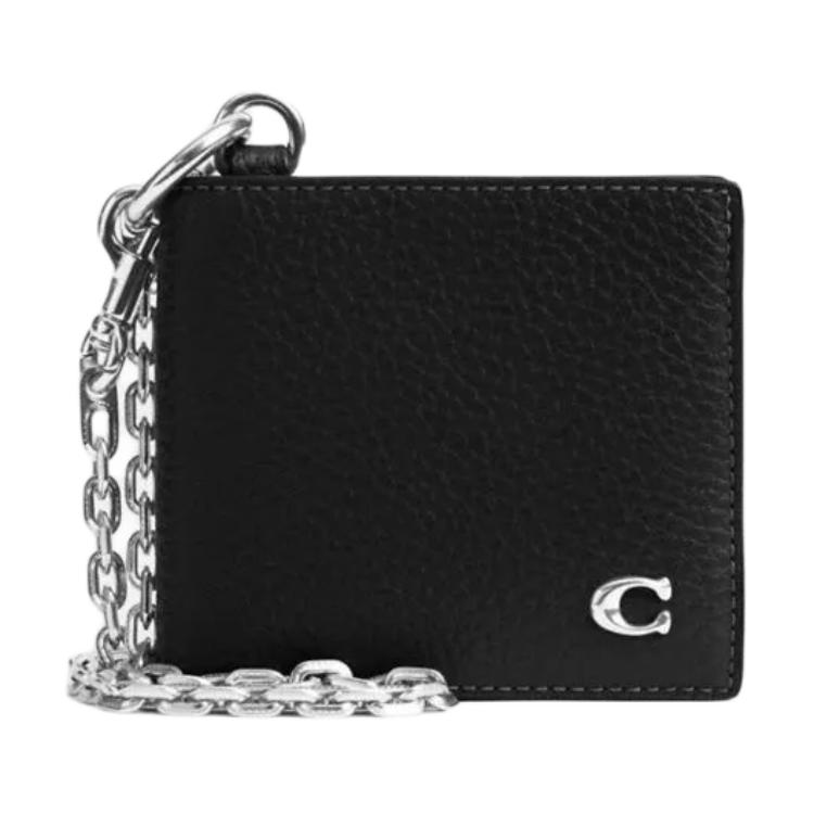 

COACH Миниатюрный мужской бумажник из коровьей кожи черный, Black