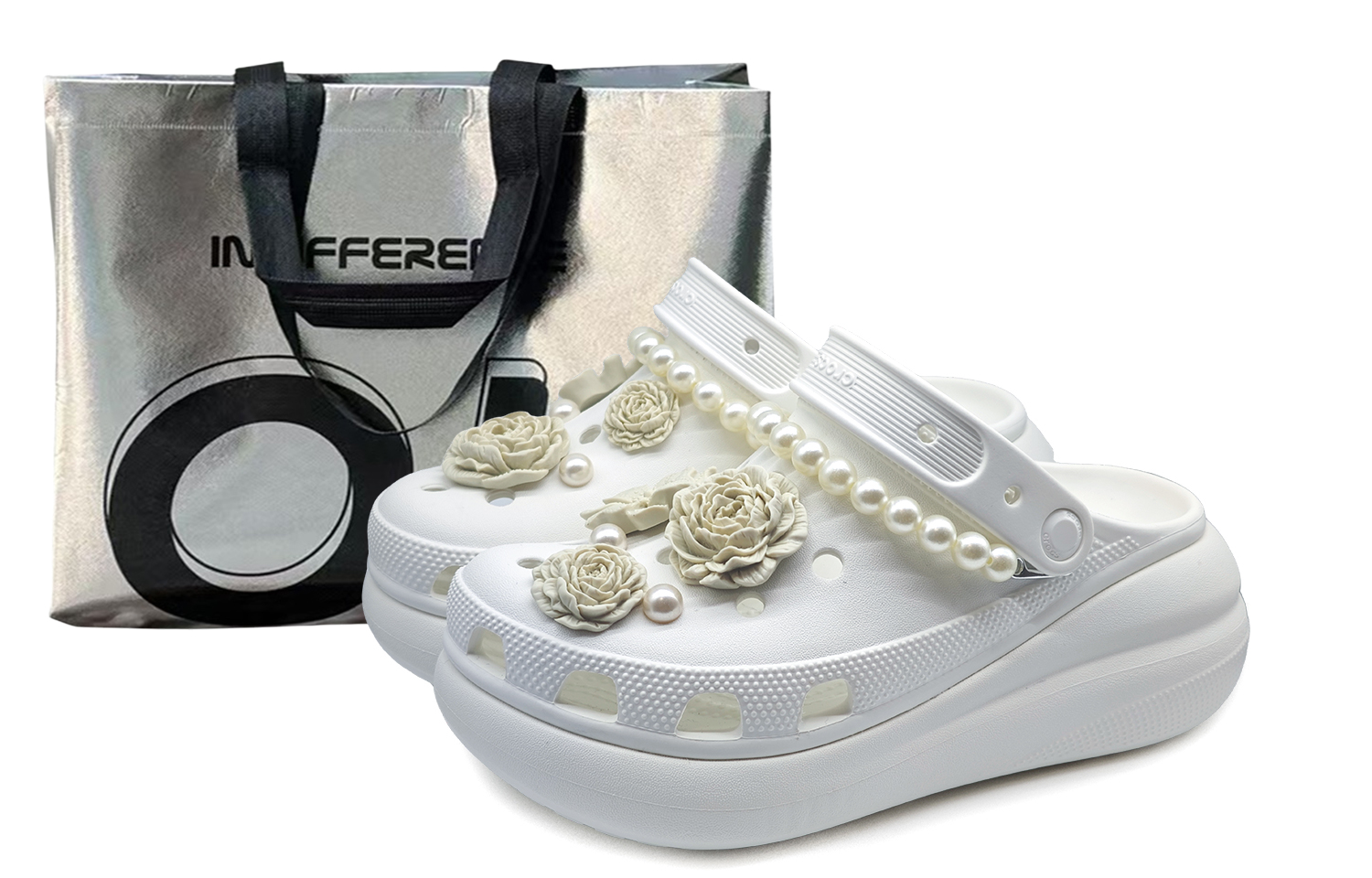Crocs Сабо Crush Clog SIN3A и Heather White Tea, унисекс, белые
