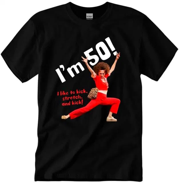 Футболка Sally Omalley "Мне 50, я люблю похудеть", футболка Stretch and Kick, унисекс, с круглым вырезом, коротким рукавом, повседневная, с графическим принтом