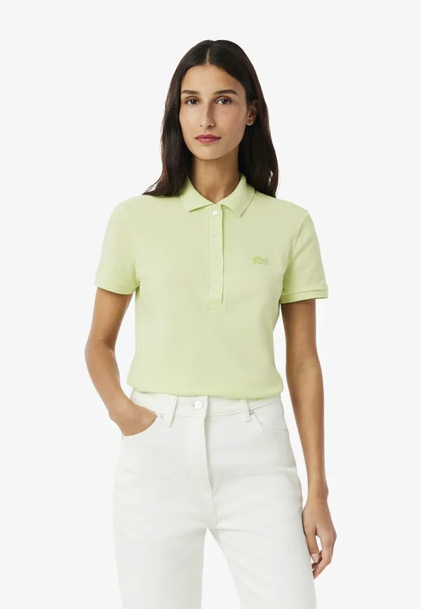 Рубашка поло Lacoste Vert Pistache-Bic, однотонная, зеленая