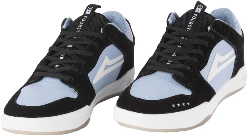 Мужские скейтерские кроссовки Lakai Telford Low - классические низкие кеды, черный/голубой/светло-голубой