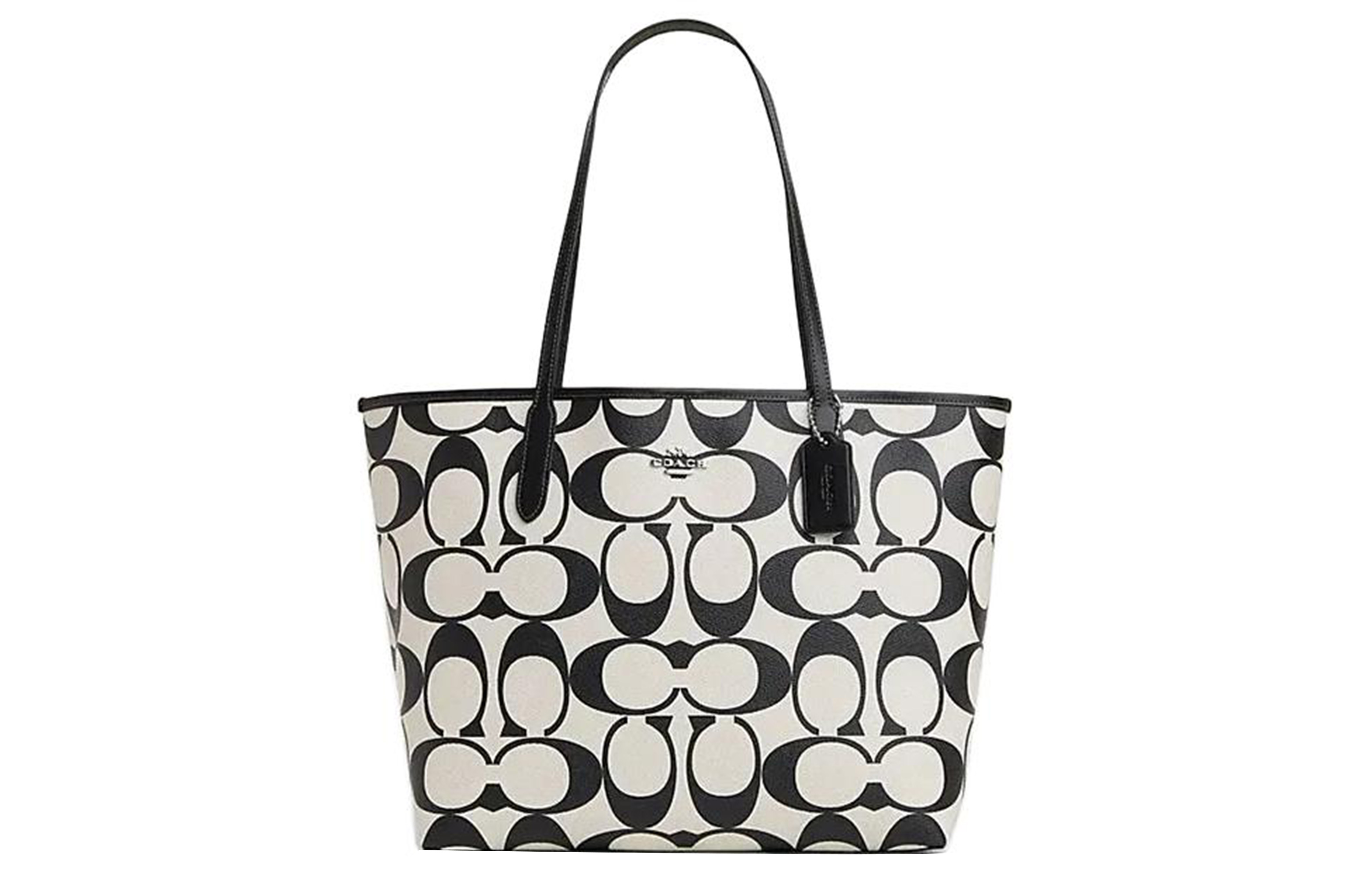 

COACH Городская пвх сумка-шоппер, шоппинг-сумка, женская сумка-хэндбэг, сумка через плечо с серебристой фурнитурой и разноцветным принтом chalk