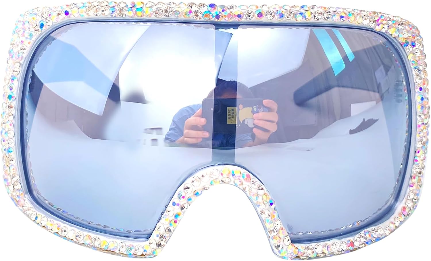 

Крупные цельные солнцезащитные очки со стразами для женщин, модные трендовые солнцезащитные очки в большой оправе, солнцезащитные очки-маски с бриллиантами для женщин mincl, Silver