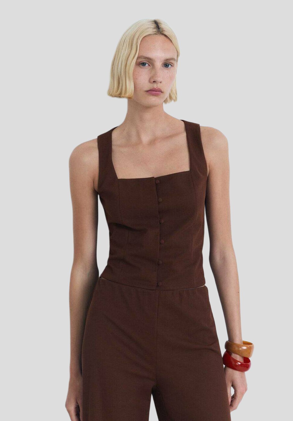 

Топ Button-down blouse Mango, коричневый