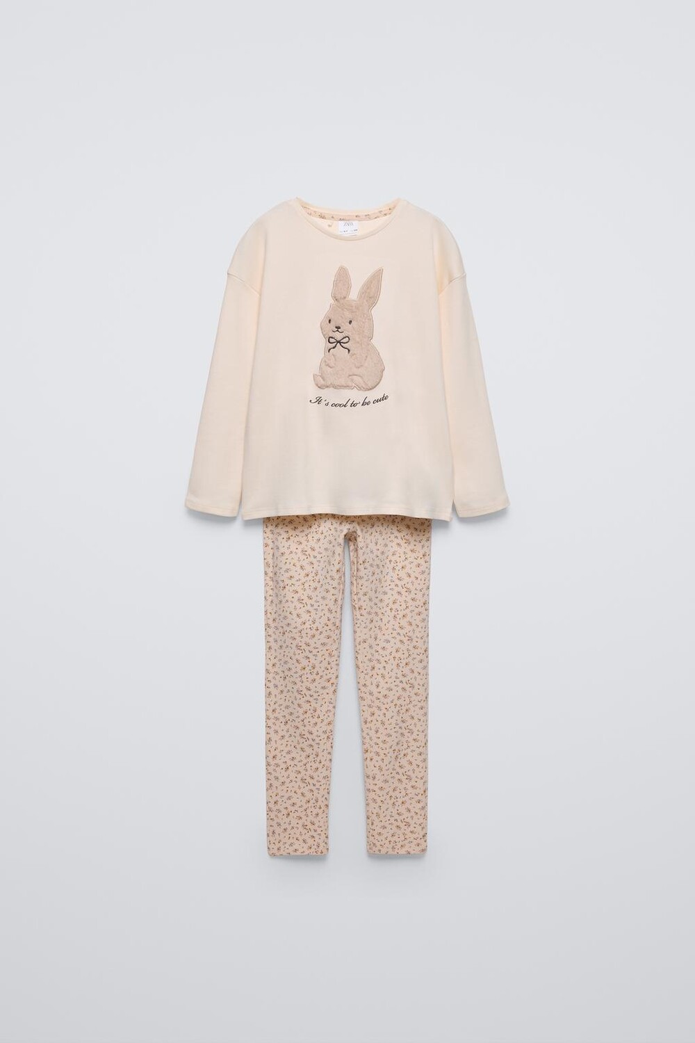 

6-14 лет/пижама с цветочным кроликом ZARA, кэмел