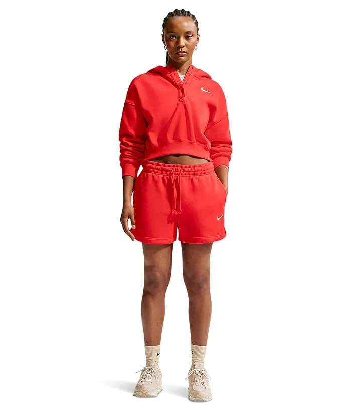 Худи Nike Sportswear Phoenix Fleece Oversized Crop Henley, Light Crimson/Sail