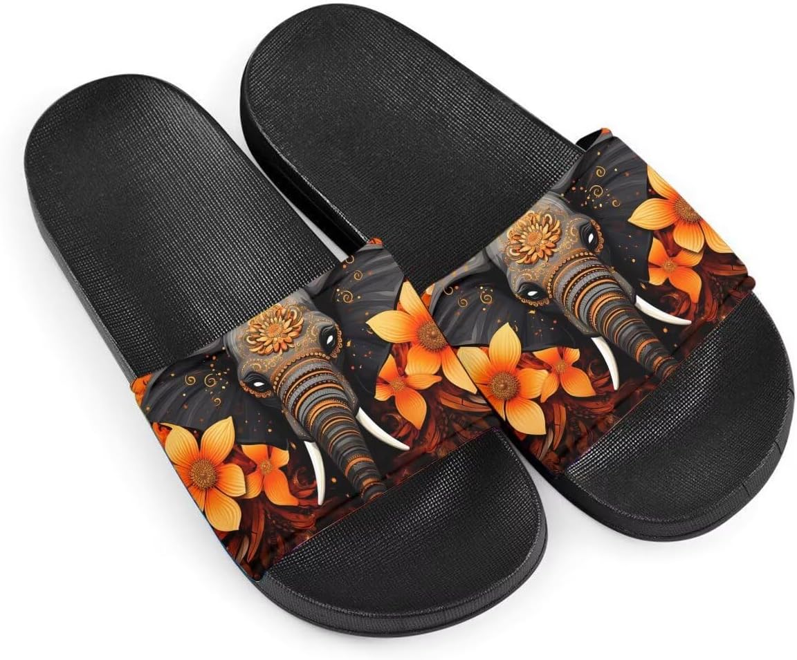 

Женские слайд-сандалии GETELINSENG с принтом слона, нескользящие летние домашние тапочки для девушек, шлепанцы на пляж, спортивные сандалии, оранжевый