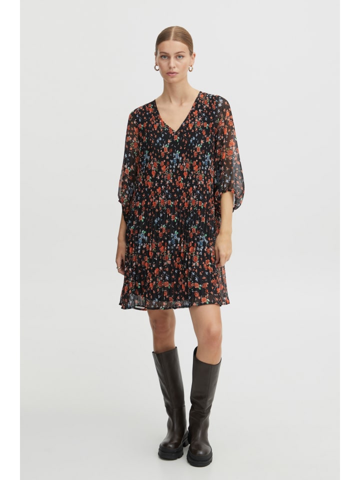 

Платье IHBALLY свободного кроя черного цвета с мелким разноцветным принтом ICHI