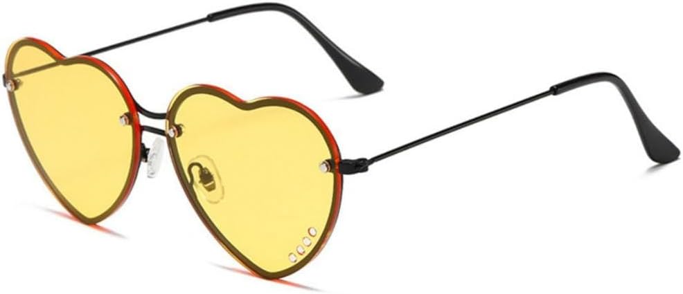 

Роскошные солнцезащитные очки в форме сердца без оправы для женщин и мужчин, милые очки с бриллиантами для вечеринок, солнцезащитные очки-маска с защитой от УФ-излучения UV400 generic, Black Yellow
