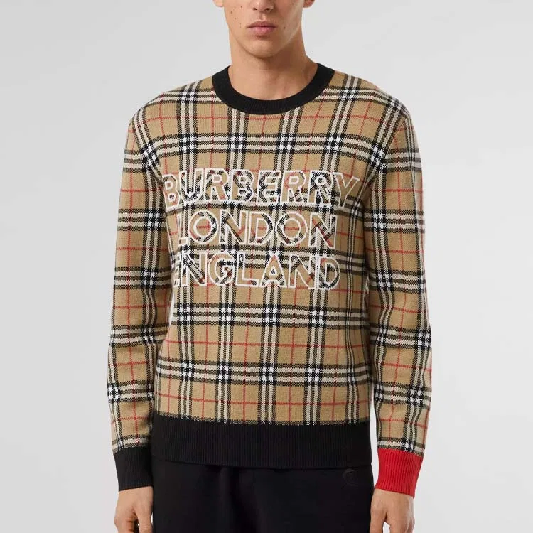Свитер мужской Burberry с круглым вырезом, бежевый — фото 4