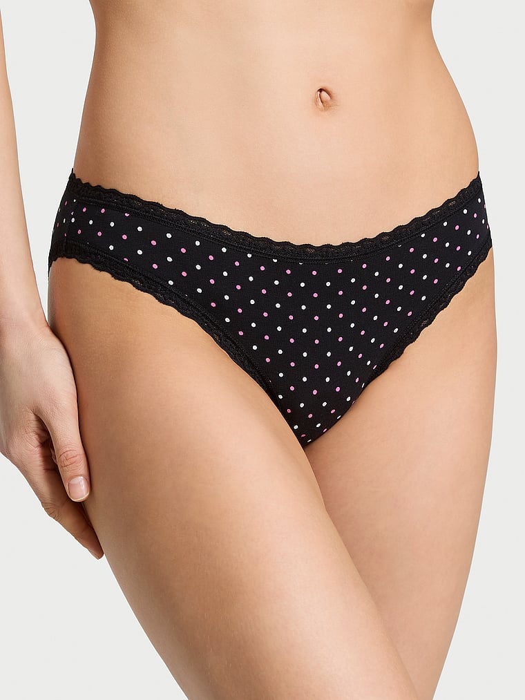 

Трусики-Бикини с кружевной талией Lace Trim, lace trim black dots