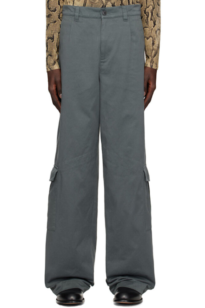 

Серые свободные хлопковые брюки-карго Dries Van Noten