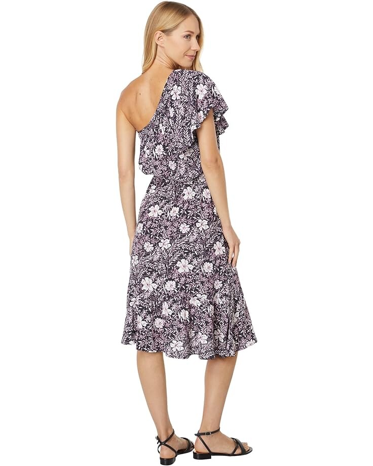 

Платье bobi Los Angeles Printed Crepe One Shoulder Ruffle Dress, цвет Black Floral